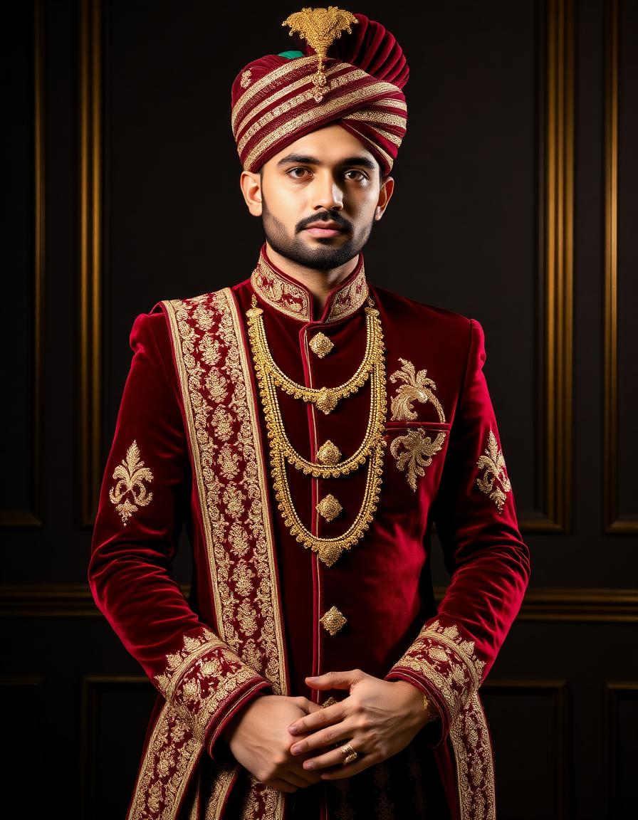 Maroon Velvet Bandhgala