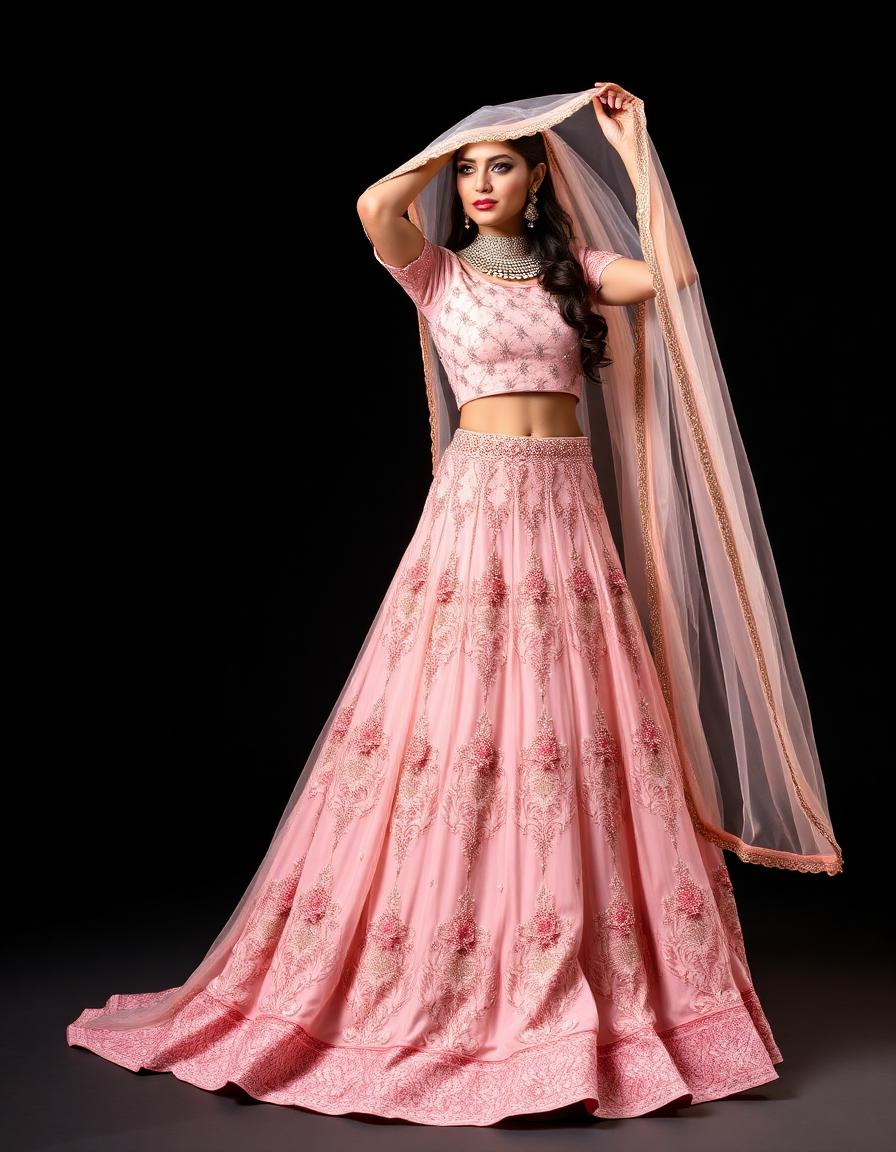 Pastel Pink Reception Lehenga